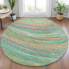 Piper Looms Chantille Swirls ACN2094 Teal Machine Washable Area Rug Round Lifestyle Image Feature