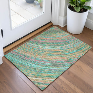 Piper Looms Chantille Swirls ACN2094 Teal Machine Washable Area Rug Scatter Lifestyle Image Feature