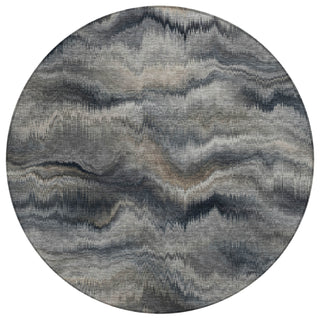 Piper Looms Chantille Waves ACN2095 Gray Machine Washable Area Rug Round Main Image