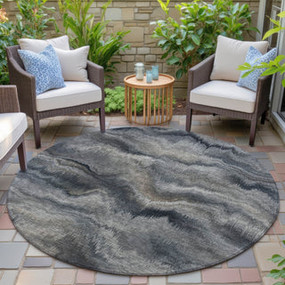 Piper Looms Chantille Waves ACN2095 Gray Machine Washable Area Rug Round Outdoor Lifestyle Image Feature
