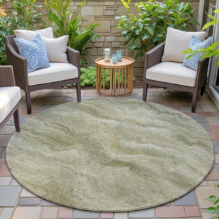 Piper Looms Chantille Waves ACN2095 Sage Machine Washable Area Rug Round Outdoor Lifestyle Image Feature