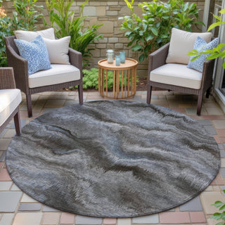 Piper Looms Chantille Waves ACN2095 Taupe Machine Washable Area Rug Round Outdoor Lifestyle Image Feature