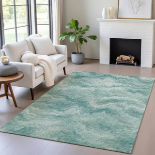 Piper Looms Chantille Waves ACN2095 Teal Machine Washable Area Rug Lifestyle Image Feature
