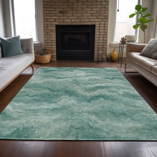 Piper Looms Chantille Waves ACN2095 Teal Machine Washable Area Rug Lifestyle Image Feature