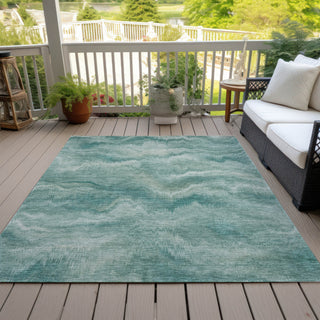 Piper Looms Chantille Waves ACN2095 Teal Machine Washable Area Rug Outdoor Lifestyle Image Feature