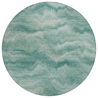 Piper Looms Chantille Waves ACN2095 Teal Machine Washable Area Rug Round Main Image