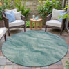 Piper Looms Chantille Waves ACN2095 Teal Machine Washable Area Rug Round Outdoor Lifestyle Image Feature