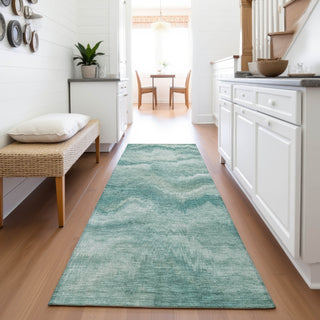 Piper Looms Chantille Waves ACN2095 Teal Machine Washable Area Rug Runner Lifestyle Image Feature