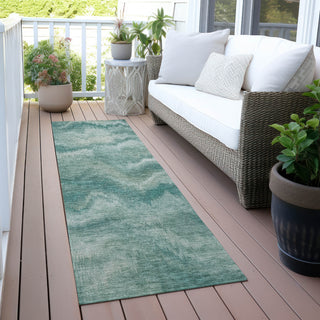 Piper Looms Chantille Waves ACN2095 Teal Machine Washable Area Rug Runner Outdoor Lifestyle Image Feature