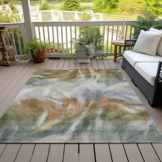 Piper Looms Chantille Abstract ACN2096 Beige Machine Washable Area Rug Outdoor Lifestyle Image Feature
