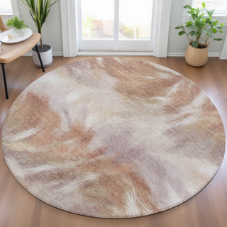 Piper Looms Chantille Abstract ACN2096 Copper Machine Washable Area Rug Round Lifestyle Image Feature