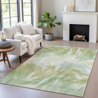 Piper Looms Chantille Abstract ACN2096 Green Machine Washable Area Rug Lifestyle Image Feature