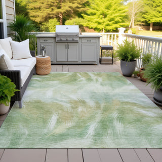 Piper Looms Chantille Abstract ACN2096 Green Machine Washable Area Rug Outdoor Lifestyle Image Feature