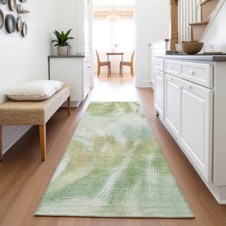 Piper Looms Chantille Abstract ACN2096 Green Machine Washable Area Rug Runner Lifestyle Image Feature