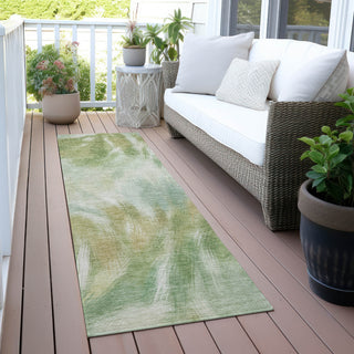 Piper Looms Chantille Abstract ACN2096 Green Machine Washable Area Rug Runner Outdoor Lifestyle Image Feature