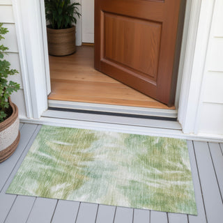 Piper Looms Chantille Abstract ACN2096 Green Machine Washable Area Rug Scatter Outdoor Lifestyle Image Feature