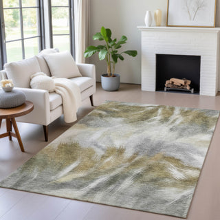 Piper Looms Chantille Abstract ACN2096 Pewter Machine Washable Area Rug Lifestyle Image Feature