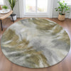 Piper Looms Chantille Abstract ACN2096 Pewter Machine Washable Area Rug Round Lifestyle Image Feature