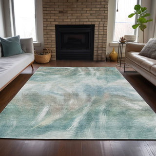 Piper Looms Chantille Abstract ACN2096 Sky Machine Washable Area Rug Lifestyle Image Feature