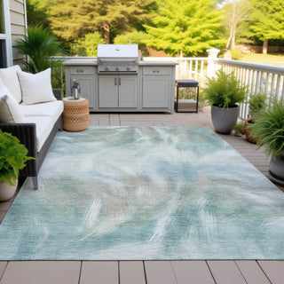 Piper Looms Chantille Abstract ACN2096 Sky Machine Washable Area Rug Outdoor Lifestyle Image Feature