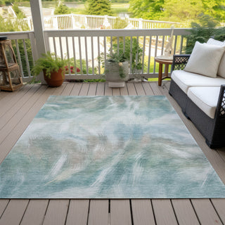 Piper Looms Chantille Abstract ACN2096 Sky Machine Washable Area Rug Outdoor Lifestyle Image Feature