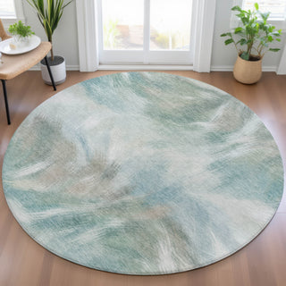 Piper Looms Chantille Abstract ACN2096 Sky Machine Washable Area Rug Round Lifestyle Image Feature