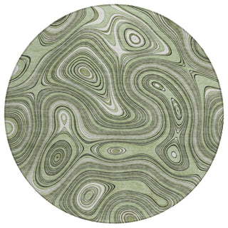 Piper Looms Chantille Geometric ACN2097 Aloe Machine Washable Area Rug Round Main Image