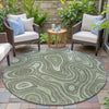 Piper Looms Chantille Geometric ACN2097 Aloe Machine Washable Area Rug Round Outdoor Lifestyle Image Feature