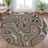 Piper Looms Chantille Geometric ACN2097 Beige Machine Washable Area Rug Round Lifestyle Image Feature