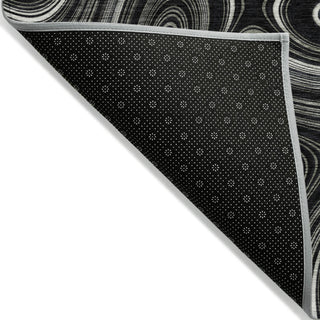 Piper Looms Chantille Geometric ACN2097 Black Machine Washable Area Rug Backing Image