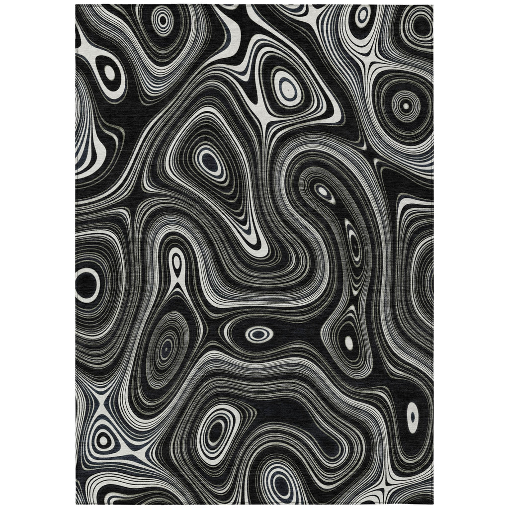 Piper Looms Chantille Geometric ACN2097 Black Machine Washable Area Rug main image