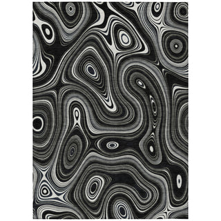 Piper Looms Chantille Geometric ACN2097 Black Machine Washable Area Rug main image