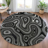 Piper Looms Chantille Geometric ACN2097 Black Machine Washable Area Rug Round Lifestyle Image Feature