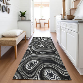 Piper Looms Chantille Geometric ACN2097 Black Machine Washable Area Rug Runner Lifestyle Image Feature