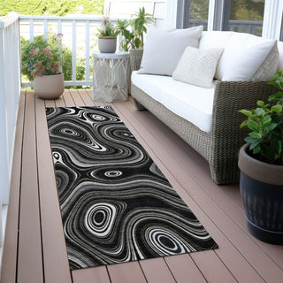 Piper Looms Chantille Geometric ACN2097 Black Machine Washable Area Rug Runner Outdoor Lifestyle Image Feature