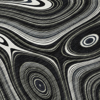 Piper Looms Chantille Geometric ACN2097 Black Machine Washable Area Rug Swatch Image