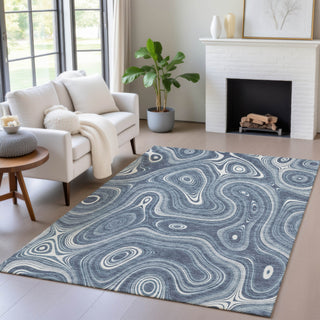 Piper Looms Chantille Geometric ACN2097 Blue Machine Washable Area Rug Lifestyle Image Feature
