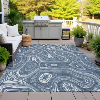Piper Looms Chantille Geometric ACN2097 Blue Machine Washable Area Rug Outdoor Lifestyle Image Feature