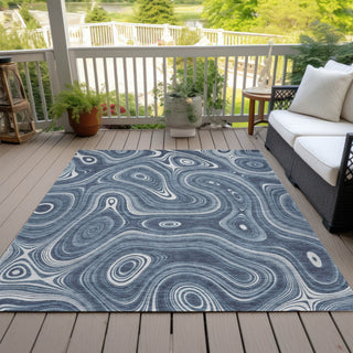 Piper Looms Chantille Geometric ACN2097 Blue Machine Washable Area Rug Outdoor Lifestyle Image Feature