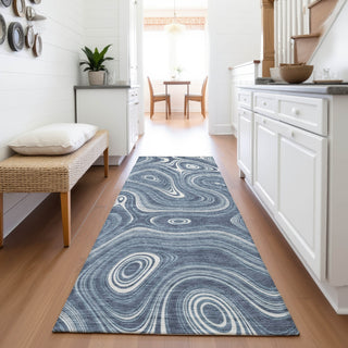 Piper Looms Chantille Geometric ACN2097 Blue Machine Washable Area Rug Runner Lifestyle Image Feature