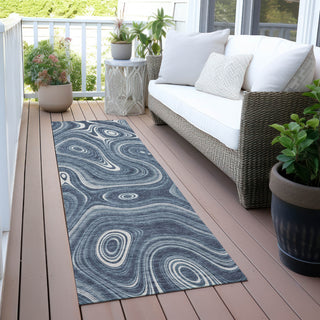 Piper Looms Chantille Geometric ACN2097 Blue Machine Washable Area Rug Runner Outdoor Lifestyle Image Feature