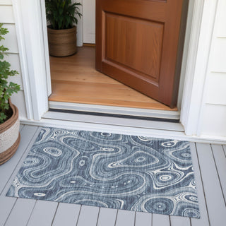 Piper Looms Chantille Geometric ACN2097 Blue Machine Washable Area Rug Scatter Outdoor Lifestyle Image Feature
