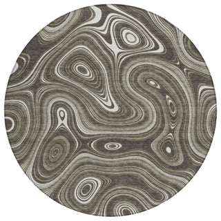 Piper Looms Chantille Geometric ACN2097 Gray Machine Washable Area Rug Round Main Image