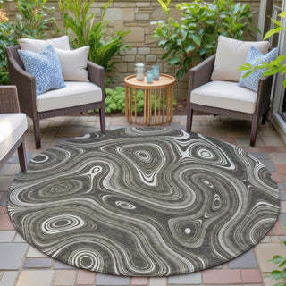 Piper Looms Chantille Geometric ACN2097 Gray Machine Washable Area Rug Round Outdoor Lifestyle Image Feature