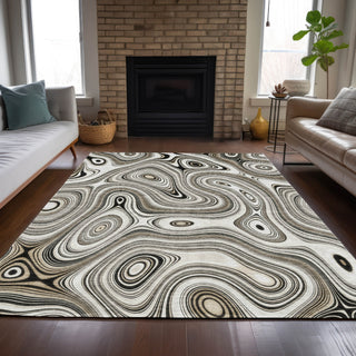 Piper Looms Chantille Geometric ACN2097 Ivory Machine Washable Area Rug Lifestyle Image Feature