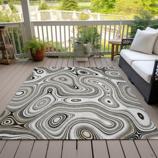 Piper Looms Chantille Geometric ACN2097 Ivory Machine Washable Area Rug Outdoor Lifestyle Image Feature