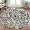 Piper Looms Chantille Geometric ACN2097 Ivory Machine Washable Area Rug Round Lifestyle Image Feature