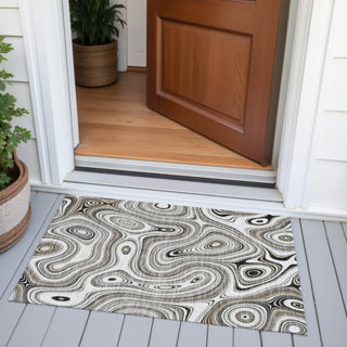 Piper Looms Chantille Geometric ACN2097 Ivory Machine Washable Area Rug Scatter Outdoor Lifestyle Image Feature