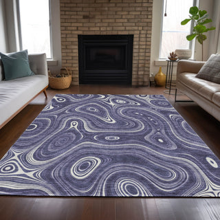 Piper Looms Chantille Geometric ACN2097 Plum Machine Washable Area Rug Lifestyle Image Feature