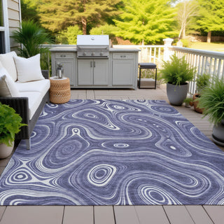 Piper Looms Chantille Geometric ACN2097 Plum Machine Washable Area Rug Outdoor Lifestyle Image Feature